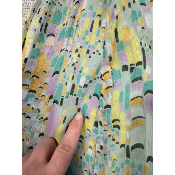 Vtg Y2K Anna Sui Anthropologie Dress Womens M Printed Silk Art Deco Read - Picture 15 of 16